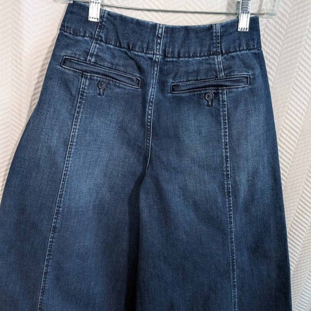 Anthropologie Maeve High Rise Palazzo Jeans Wide Leg Crop Denim Size 25 Culottes - Picture 11 of 13